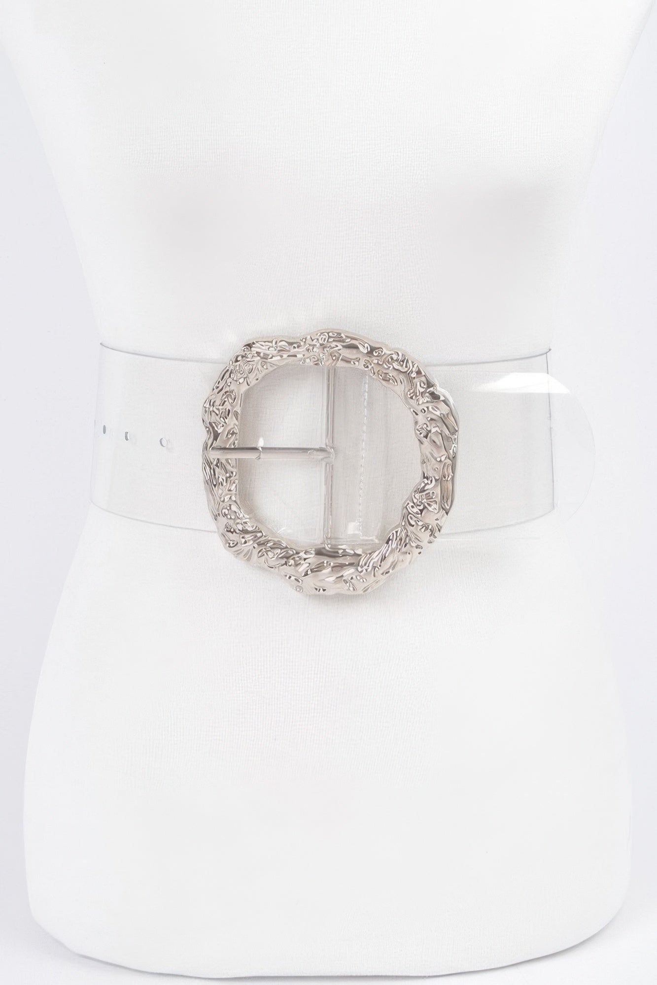 Big Vintage Round Metal Buckle Clear Belt