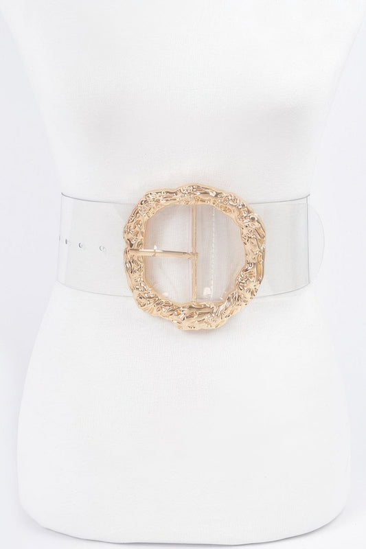 Big Vintage Round Metal Buckle Clear Plussize Belt