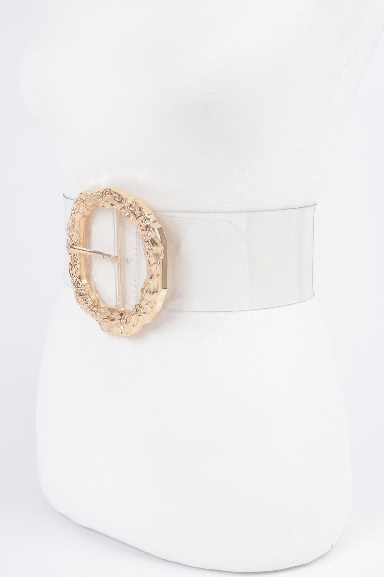 Big Vintage Round Metal Buckle Clear Plussize Belt