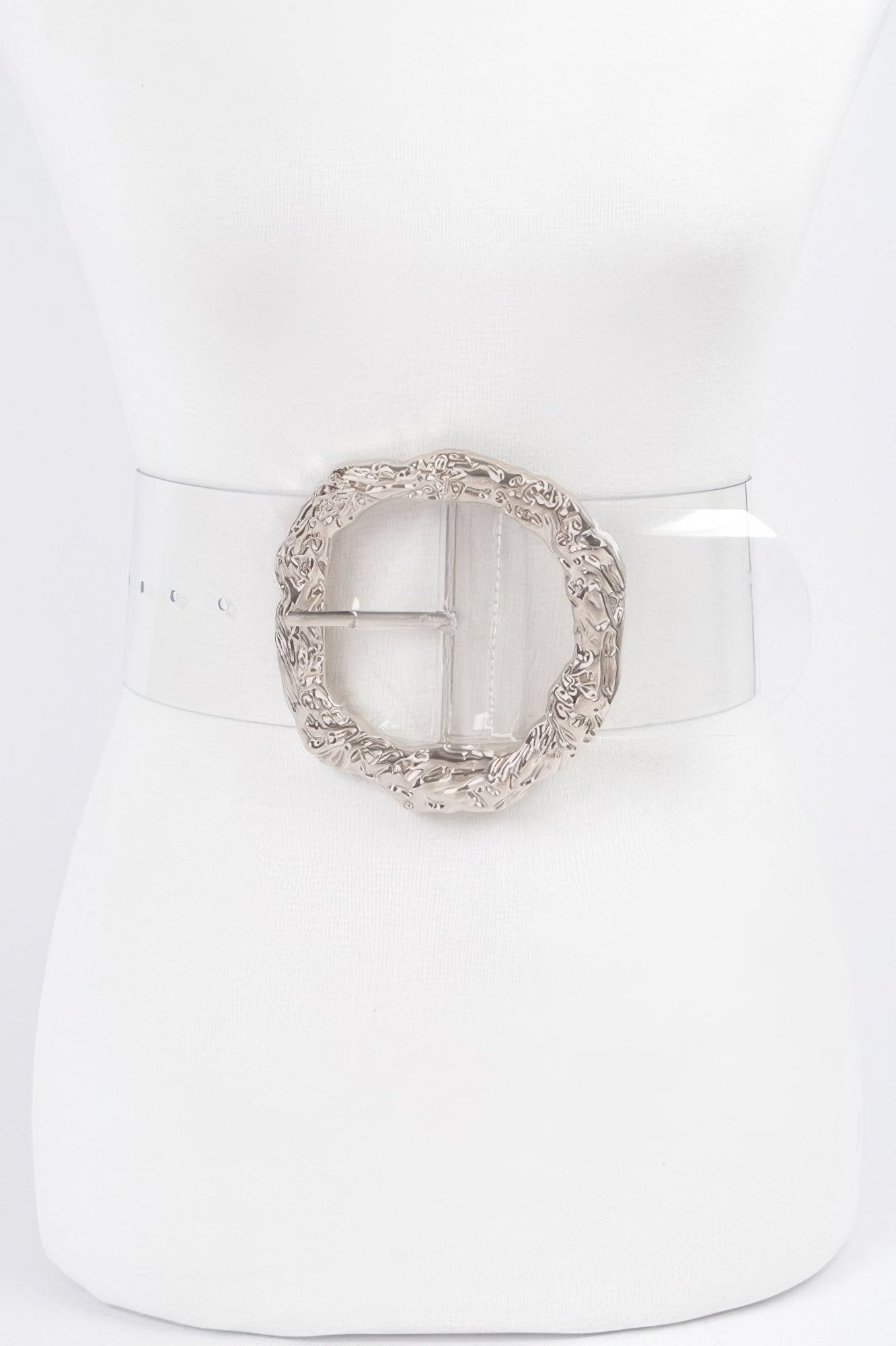 Big Vintage Round Metal Buckle Clear Plussize Belt