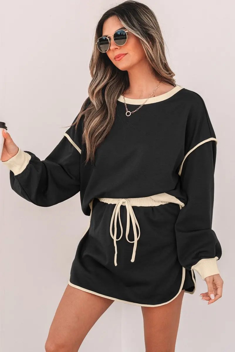 Women's Skort Set Skort Outfit Set - Colorblock Daily Wear - Casual & Comfy