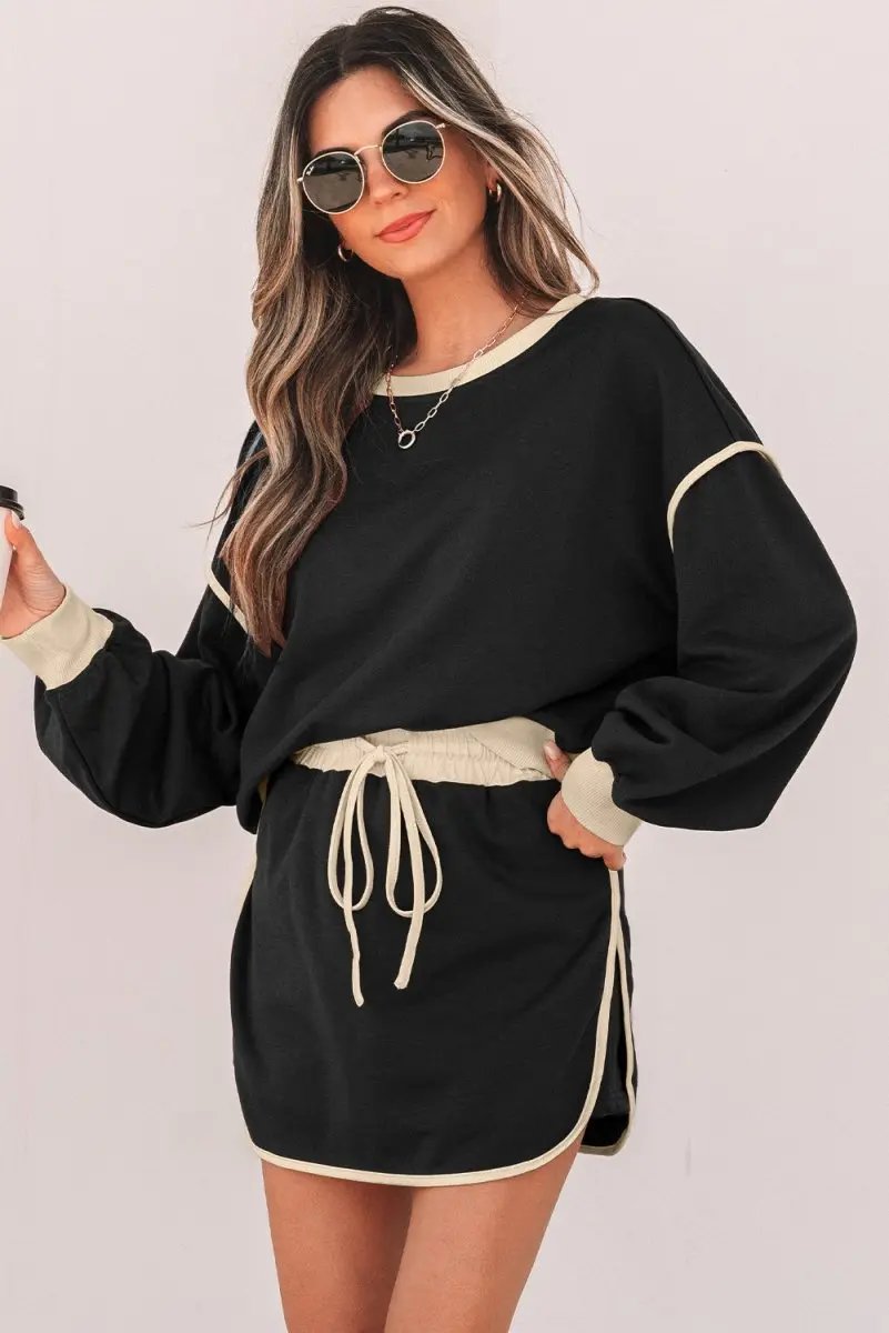 Women's Skort Set Skort Outfit Set - Colorblock Daily Wear - Casual & Comfy