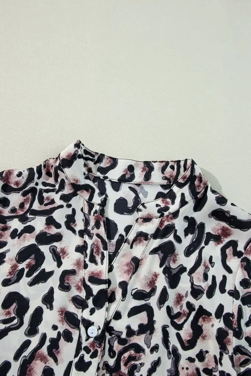 Dresses Love Salve Leopard Dress Women's Daily Spring A-Line Mini Dress Ruffle Hem, Button Front