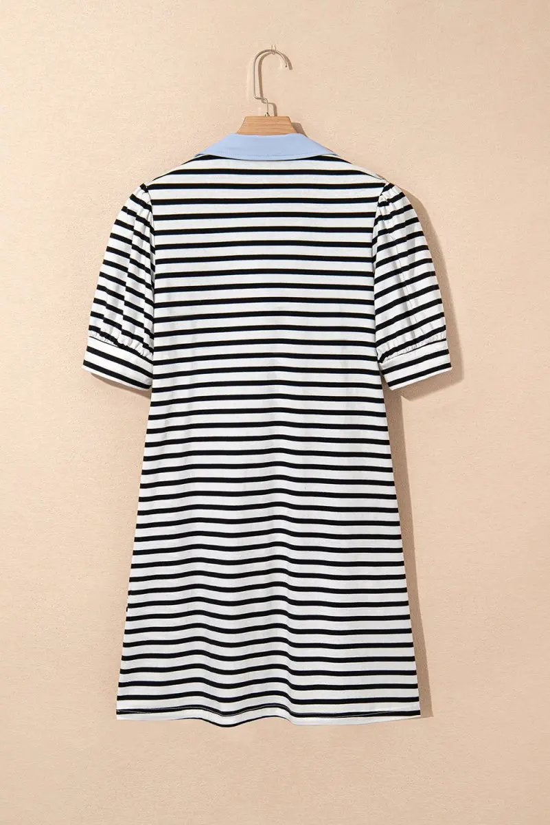 Shoes Love Salve Stripe Mini Dress Women's Daily Casual T-Shirt Dress with Pockets
