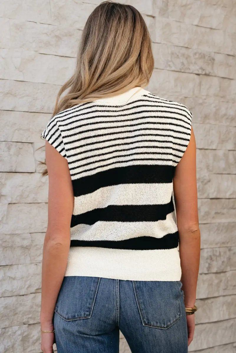 T-Shirts Love Salve Striped Sweater Vest Women's Daily Layering Knit Top Trendy Sleeveless