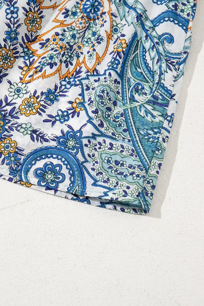 Dresses Love Salve Blue Paisley Mini Dress Women's Summer Bohemian A-Line - Flattering & Cute