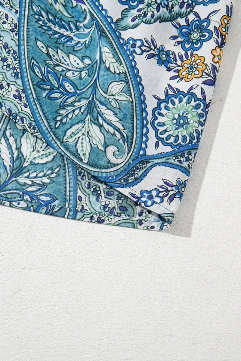 Dresses Love Salve Blue Paisley Mini Dress Women's Summer Bohemian A-Line - Flattering & Cute