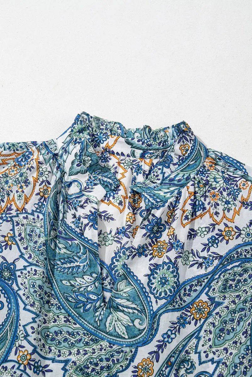 Dresses Love Salve Blue Paisley Mini Dress Women's Summer Bohemian A-Line - Flattering & Cute
