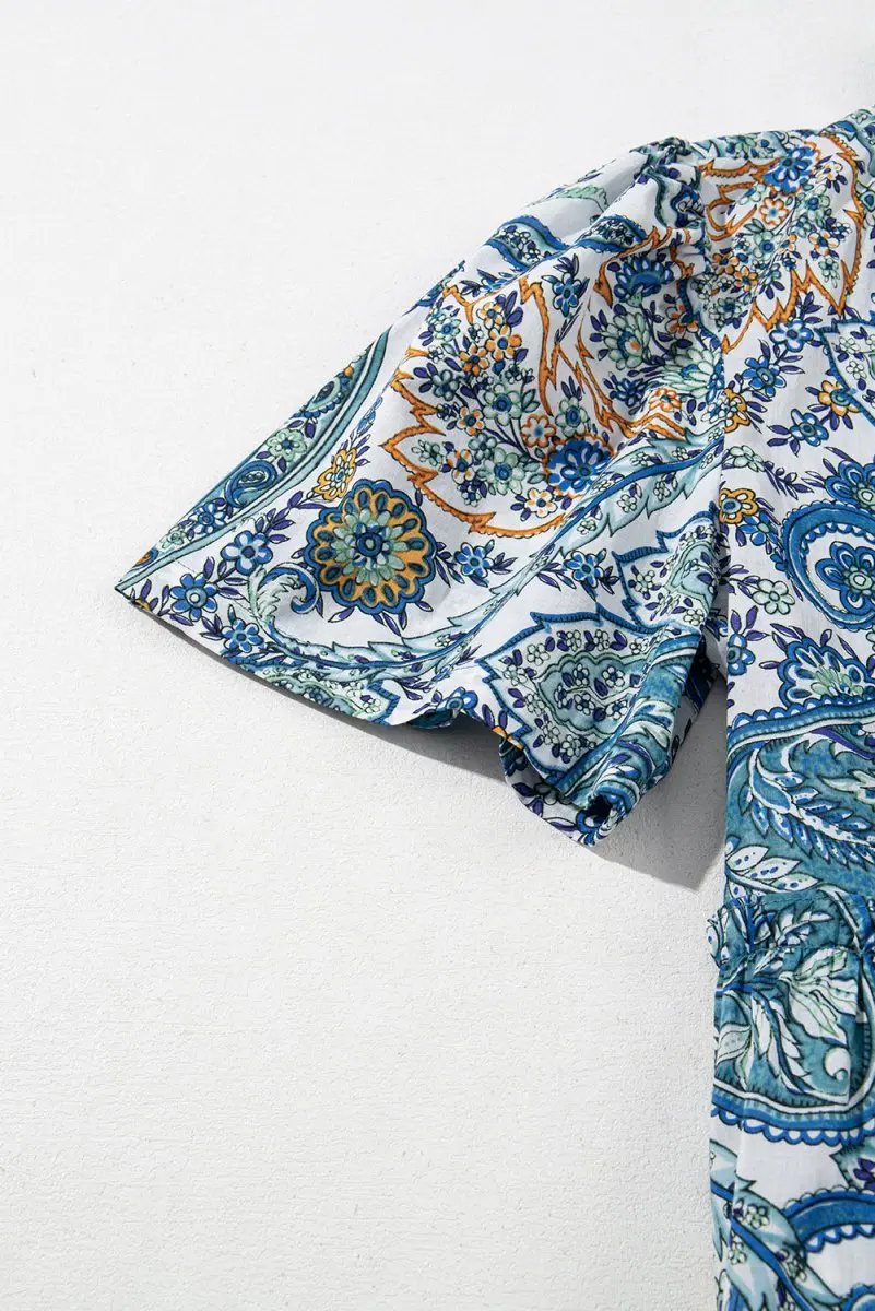 Dresses Love Salve Blue Paisley Mini Dress Women's Summer Bohemian A-Line - Flattering & Cute