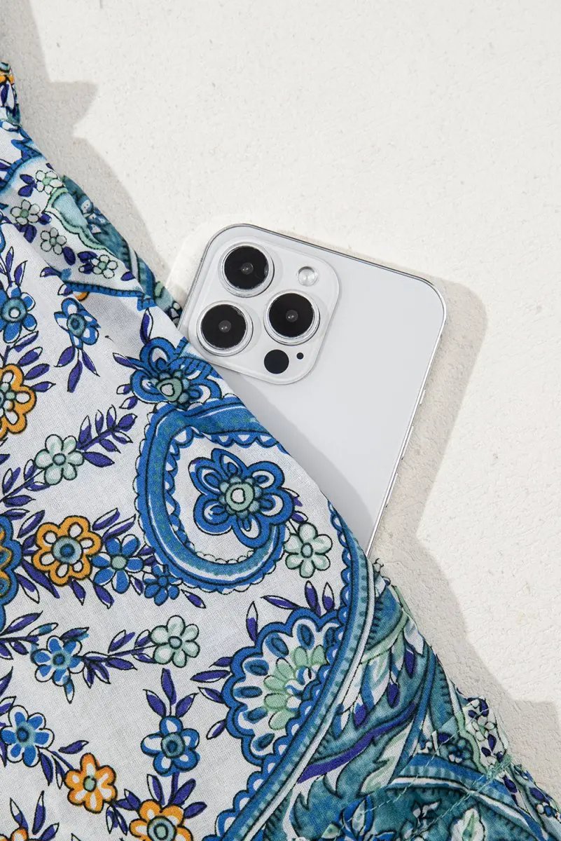 Dresses Love Salve Blue Paisley Mini Dress Women's Summer Bohemian A-Line - Flattering & Cute