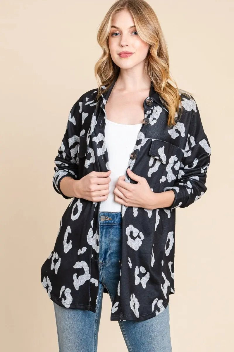 Sweaters Trendsi Animal Print Knit Shacket Women's Casual Button Up Shirt - Soft & Stylish