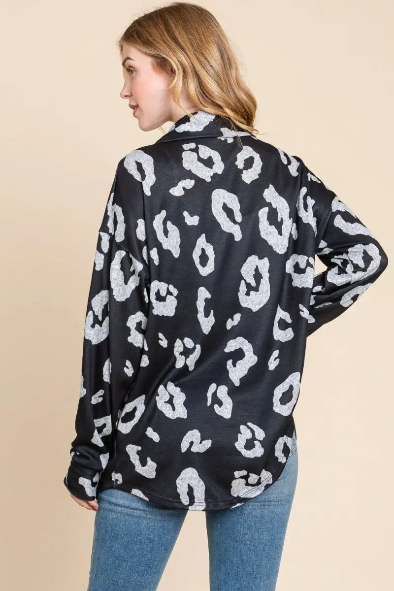 Sweaters Trendsi Animal Print Knit Shacket Women's Casual Button Up Shirt - Soft & Stylish