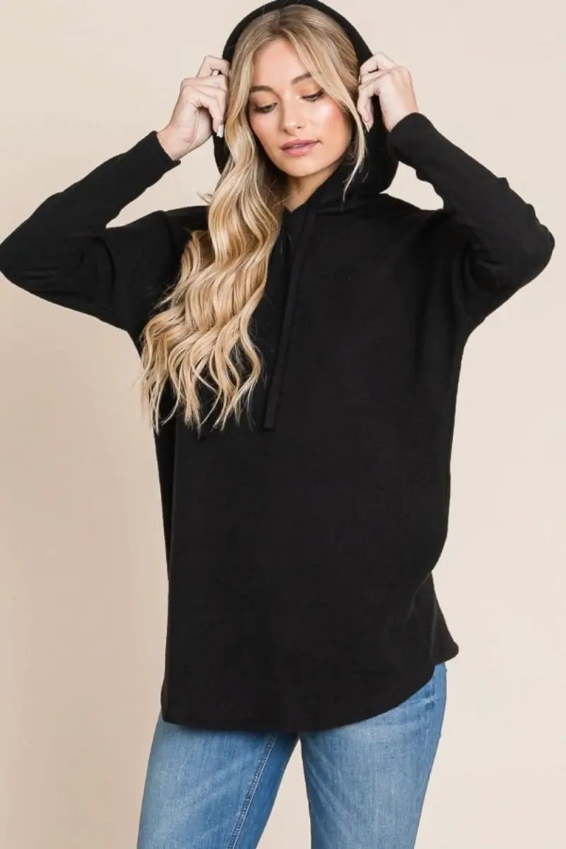 Jackets Trendsi Contrast Hoodie Women's Casual Knit Drop Shoulder Sweatshirt Comfy Fit