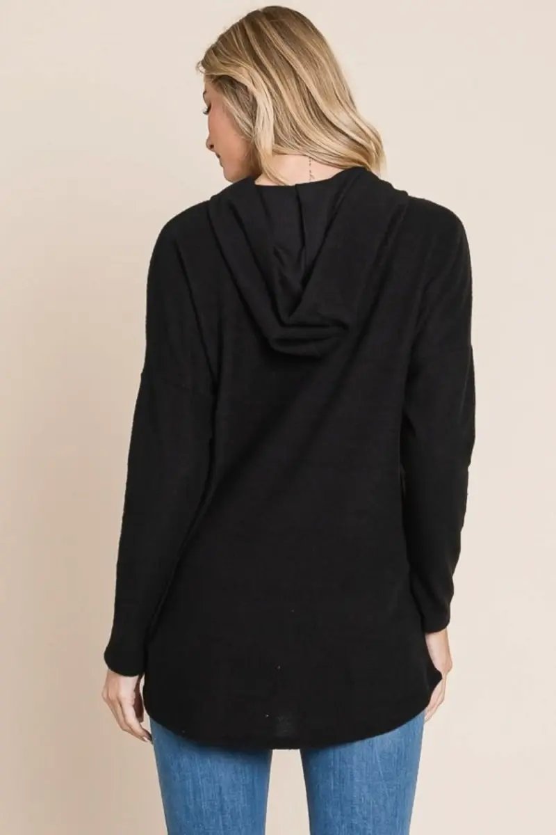 Jackets Trendsi Contrast Hoodie Women's Casual Knit Drop Shoulder Sweatshirt Comfy Fit
