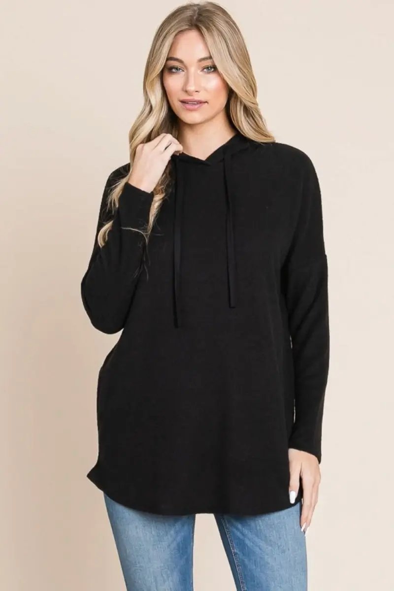 Jackets Trendsi Contrast Hoodie Women's Casual Knit Drop Shoulder Sweatshirt Comfy Fit