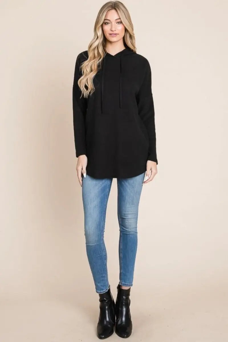 Jackets Trendsi Contrast Hoodie Women's Casual Knit Drop Shoulder Sweatshirt Comfy Fit
