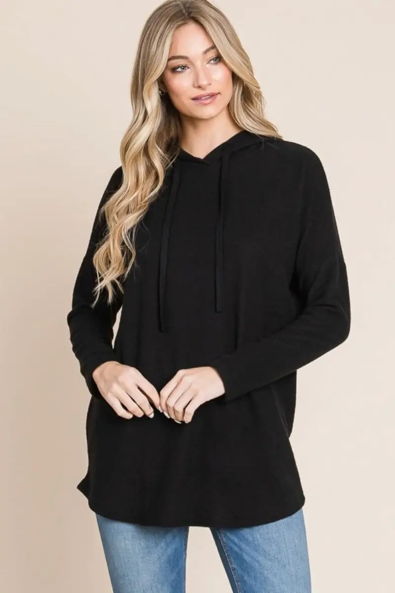 Jackets Trendsi Contrast Hoodie Women's Casual Knit Drop Shoulder Sweatshirt Comfy Fit