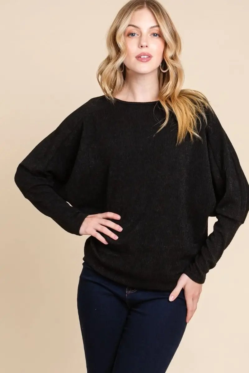 Sweaters Trendsi Drop Shoulder Knit Top Women's Casual Long Sleeve Soft Basic
