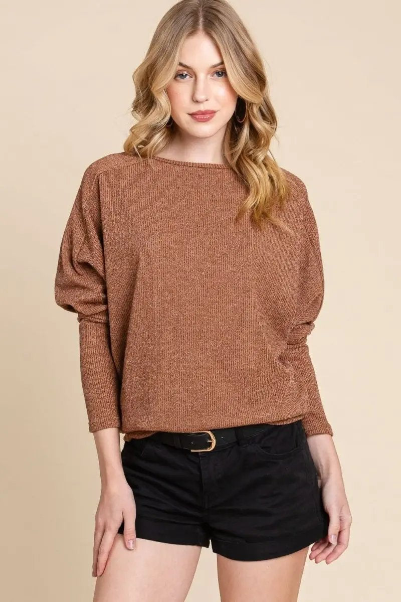 Sweaters Trendsi Drop Shoulder Knit Top Women's Casual Long Sleeve Soft Knit