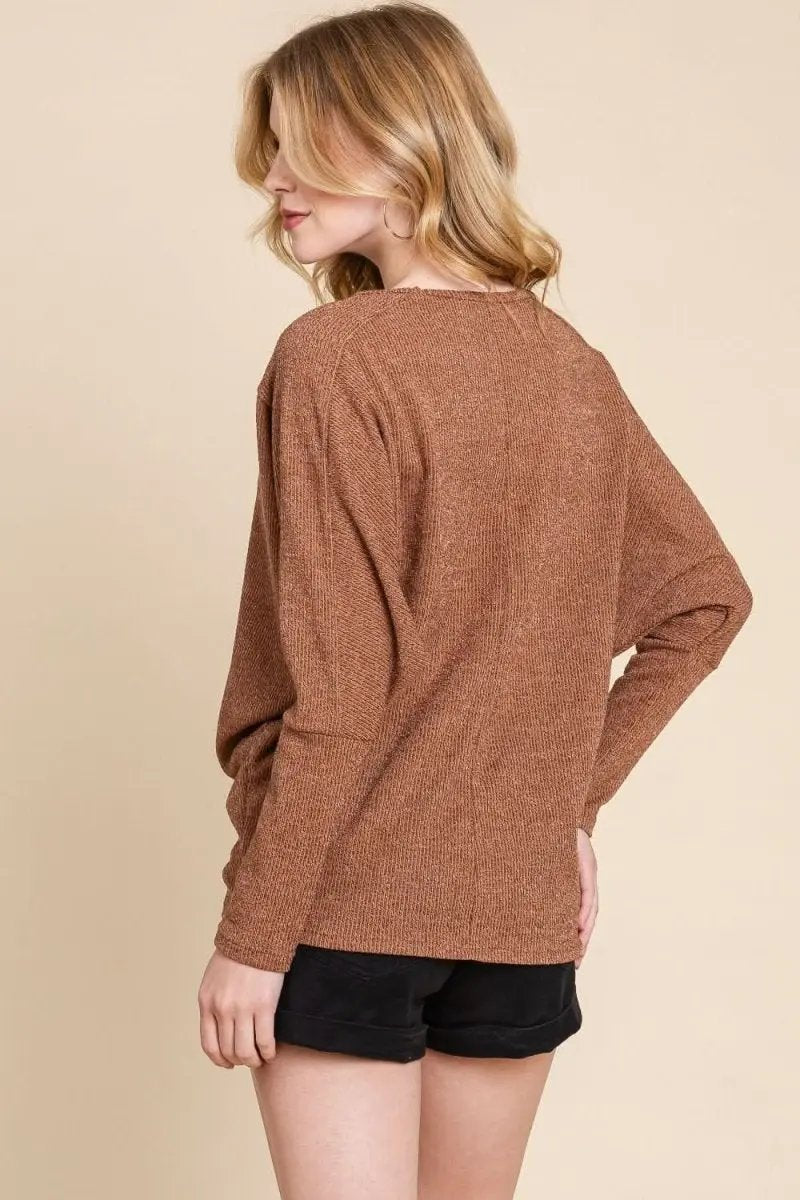 Sweaters Trendsi Drop Shoulder Knit Top Women's Casual Long Sleeve Soft Knit