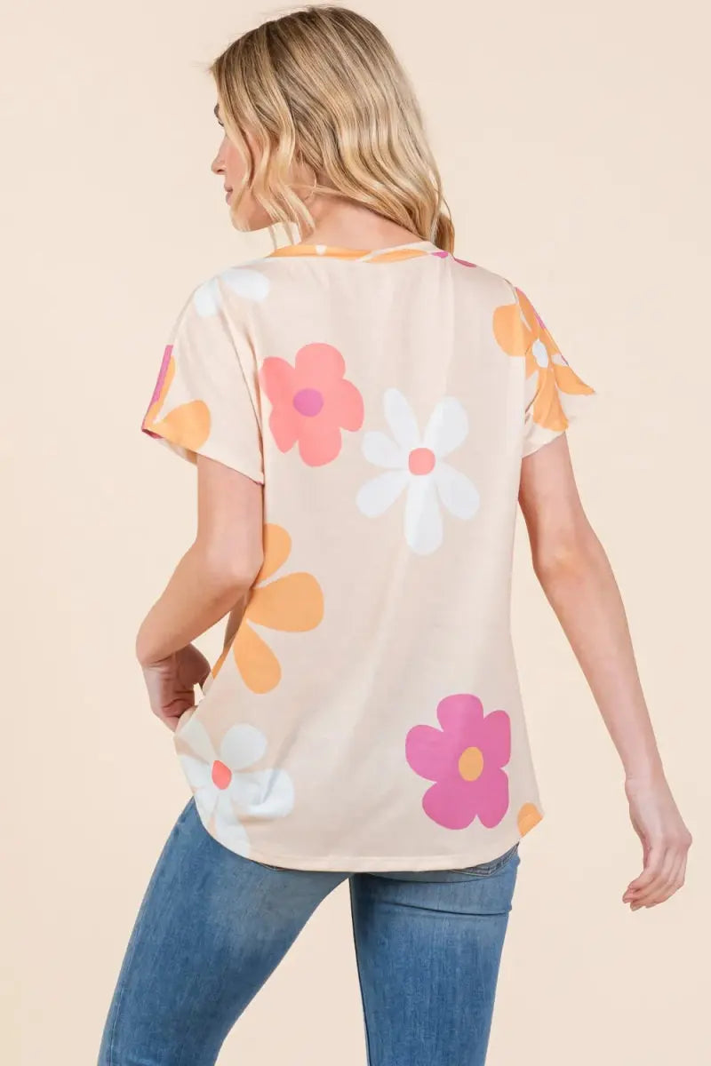 T-Shirts Trendsi Floral Tee Women's Casual Style Short Sleeve T-Shirt Soft & Comfy