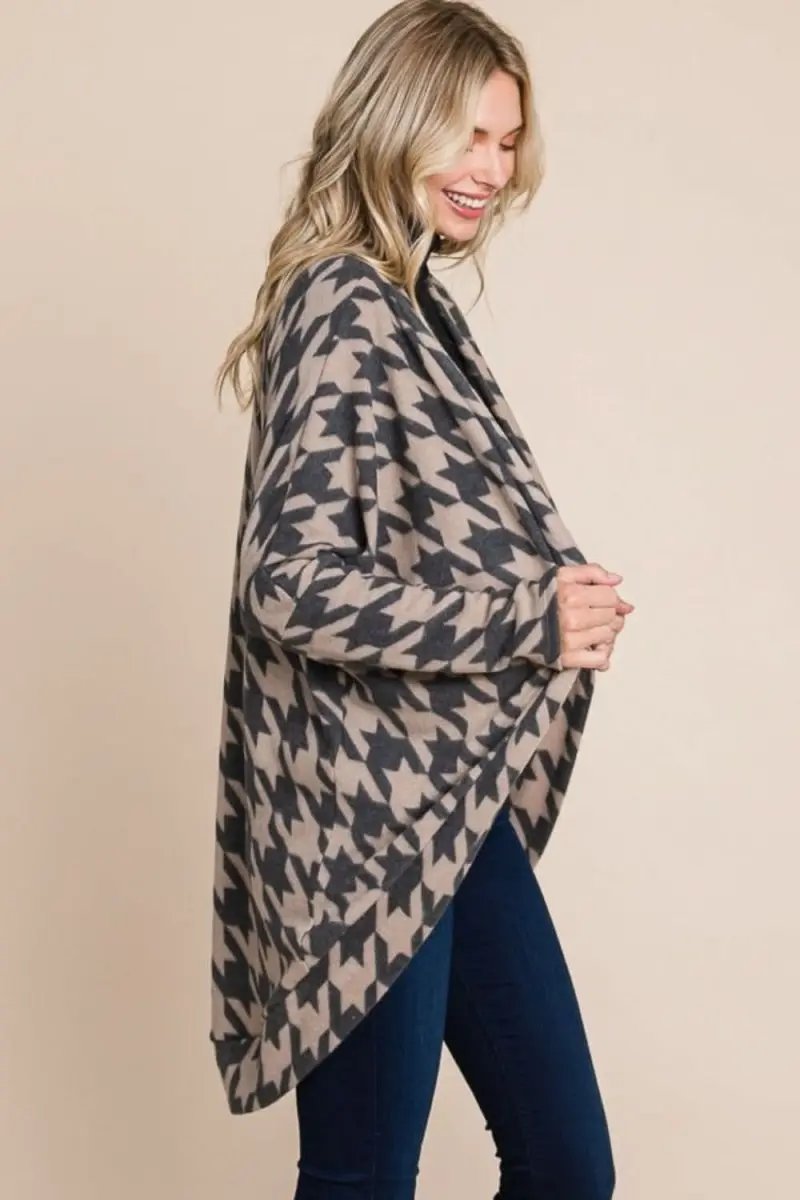 Sweaters Trendsi Houndstooth Cardigan Women's Open Front Knit Sweater - Cozy & Chic