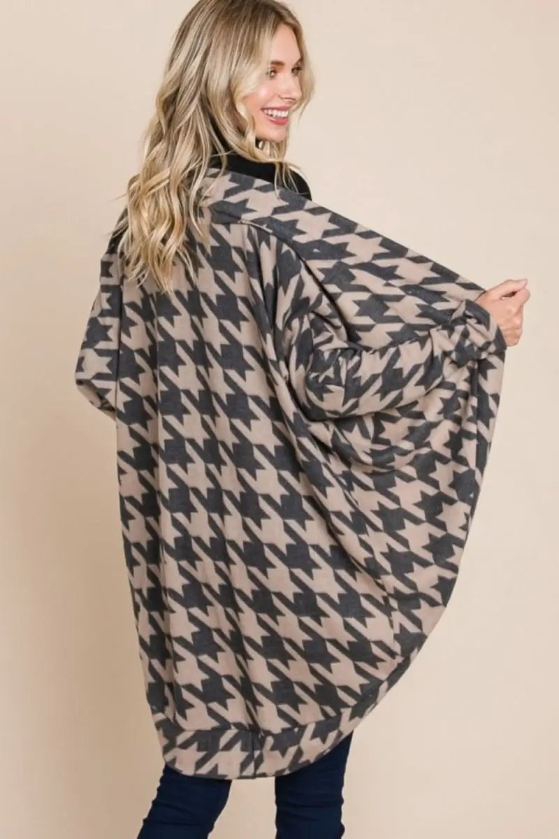 Sweaters Trendsi Houndstooth Cardigan Women's Open Front Knit Sweater - Cozy & Chic