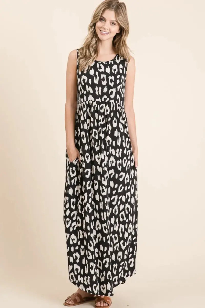 Dresses Trendsi Leopard Maxi Dress Women's Casual Long Dress with Pockets