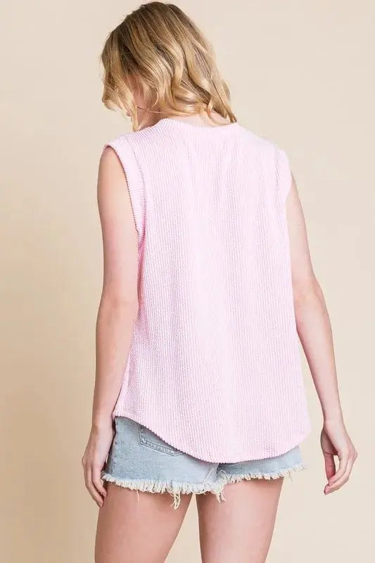 Shorts Trendsi Ribbed V-Neck Top Women's Casual Tank Soft & Stretchy