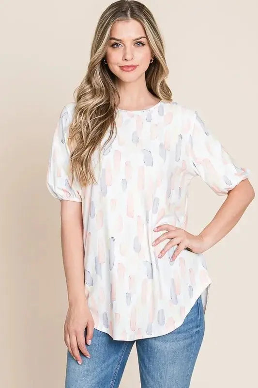 Pants Trendsi Puff Sleeve Blouse Women's Casual Top Cute & Comfy Shirt