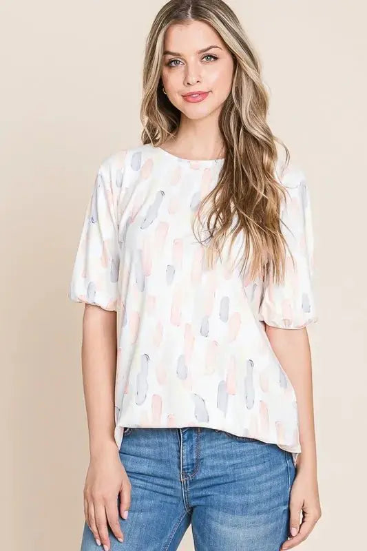 Pants Trendsi Puff Sleeve Blouse Women's Casual Top Cute & Comfy Shirt