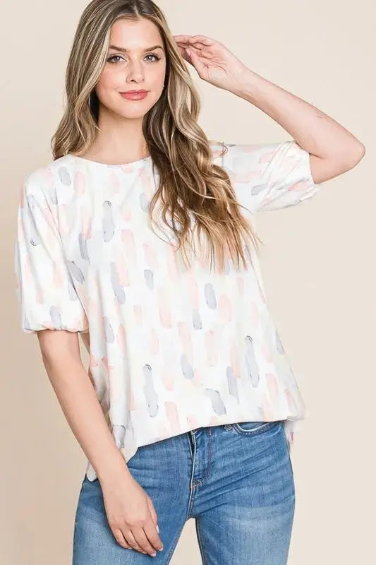 Pants Trendsi Puff Sleeve Blouse Women's Casual Top Cute & Comfy Shirt