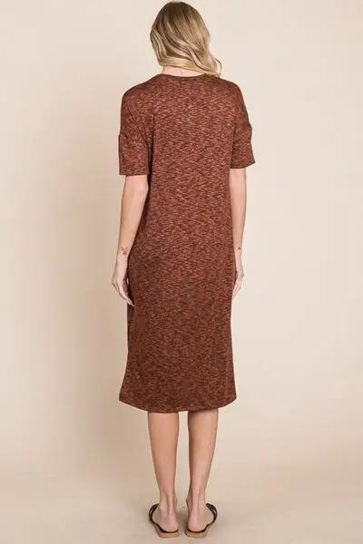 Dresses Trendsi Midi Dress Women's Everyday Round Neck Side Slit Casual Dress - Comfortable & Chic