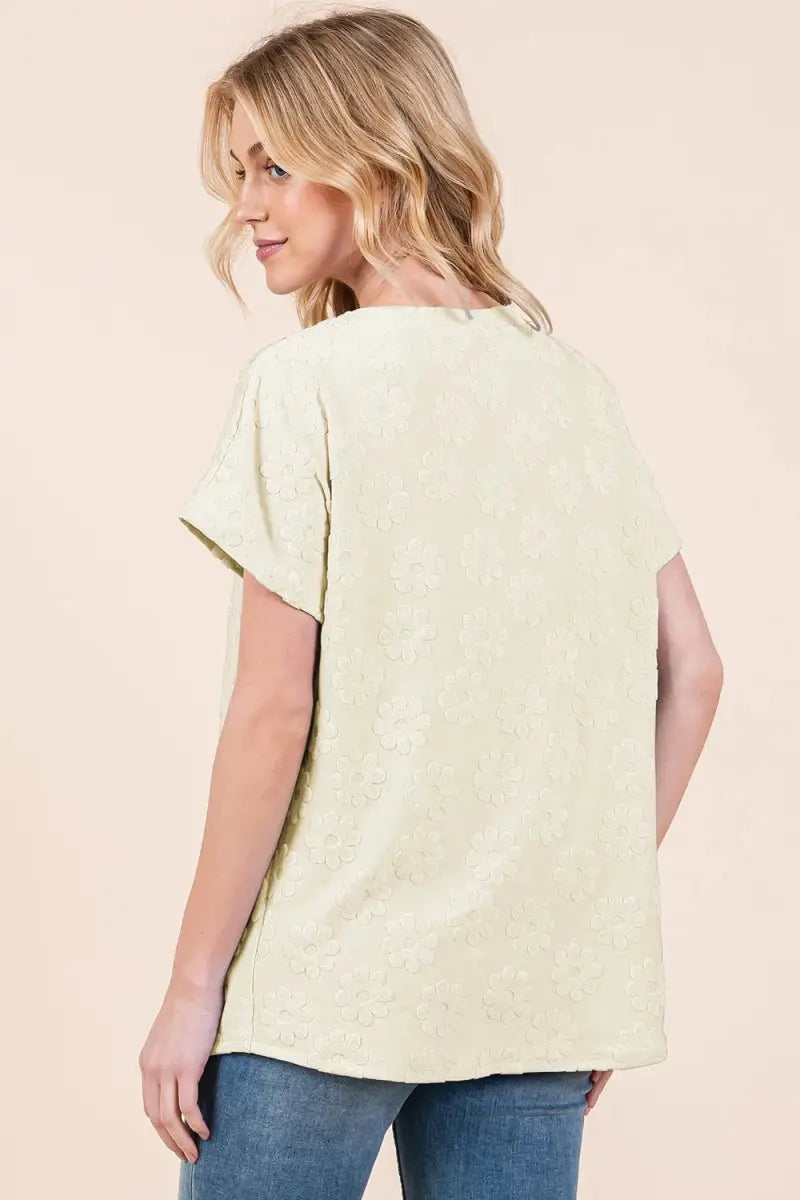 T-Shirts Trendsi Floral Textured Tee Women's Casual T-Shirt - Soft & Stylish