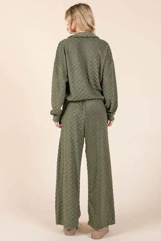 Trendsi Tied Checkered Pants Women's Casual Wide Leg Bottoms USA Shipped