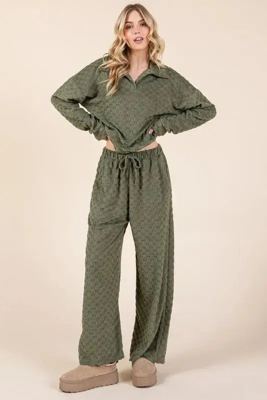Trendsi Tied Checkered Pants Women's Casual Wide Leg Bottoms USA Shipped