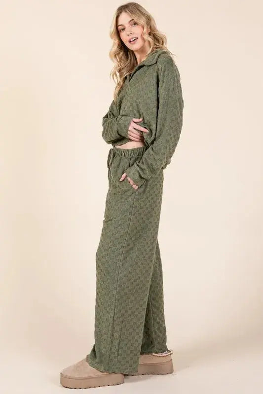 Trendsi Tied Checkered Pants Women's Casual Wide Leg Bottoms USA Shipped
