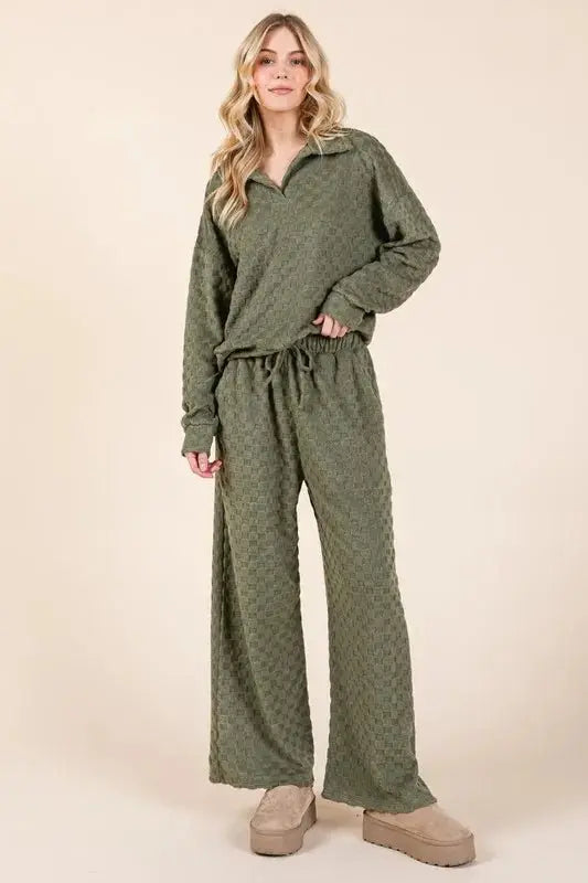 Trendsi Tied Checkered Pants Women's Casual Wide Leg Bottoms USA Shipped