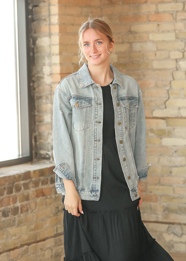 Brinx Light Wash Oversized Denim Jacket