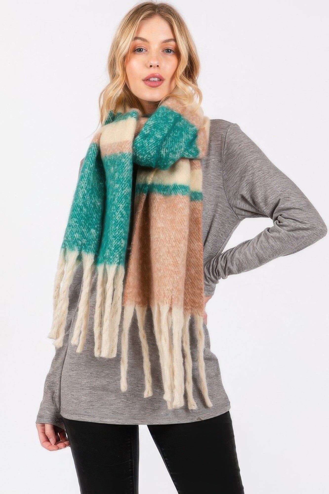 Brushed Multi Color Stripe Scarf