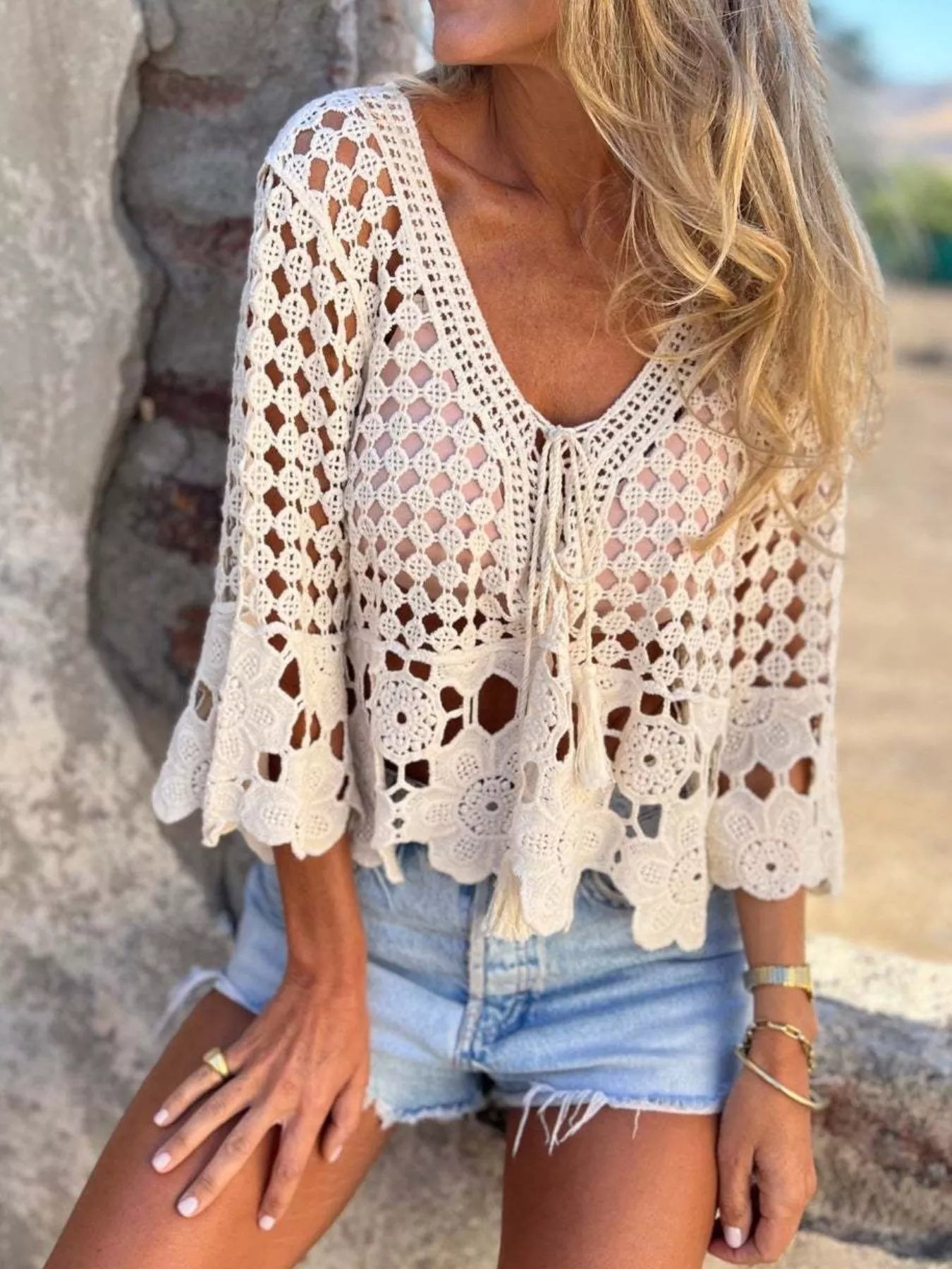 Tassel Crochet Knit Cover Up