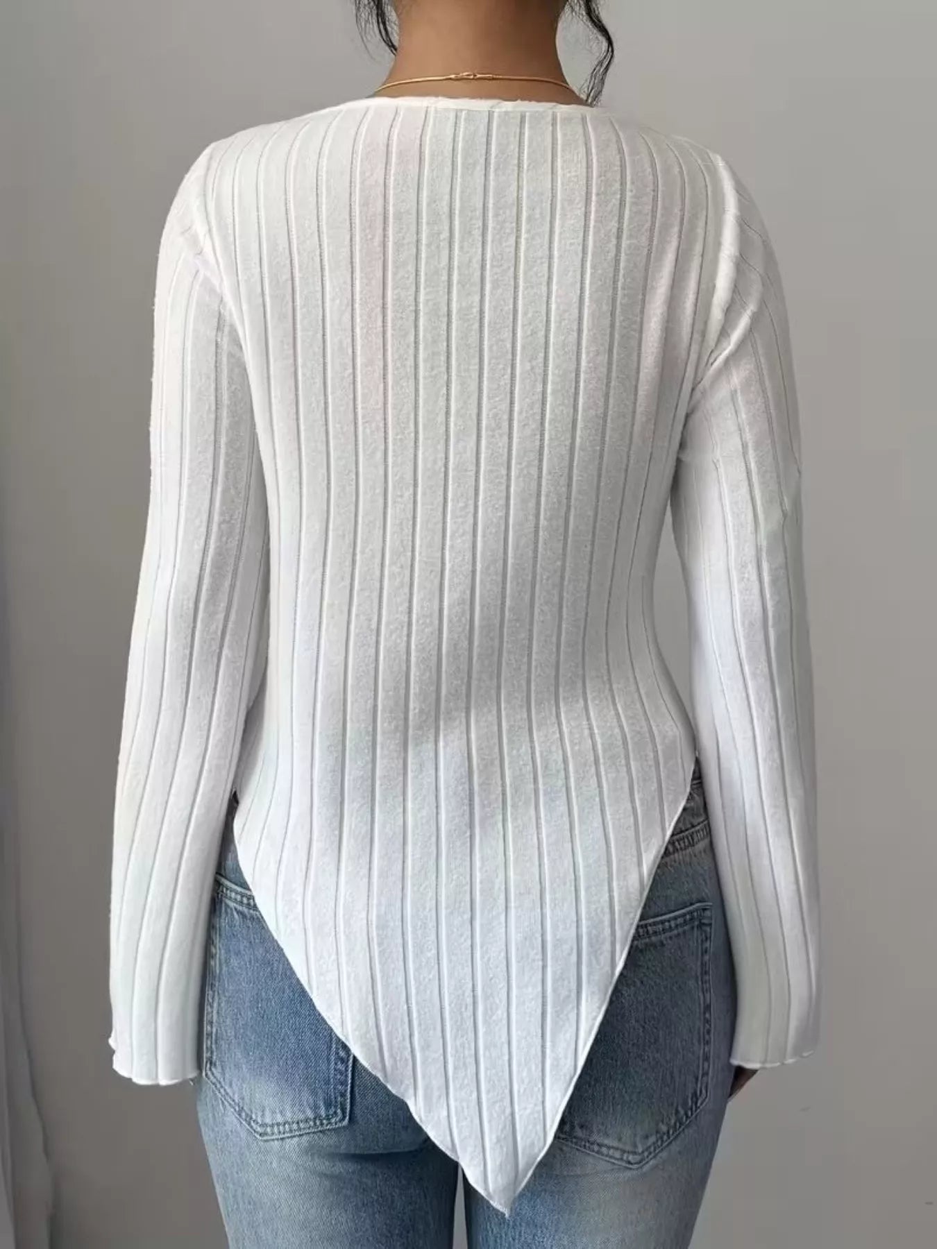 Cowl Neck Ribbed Knit Top
