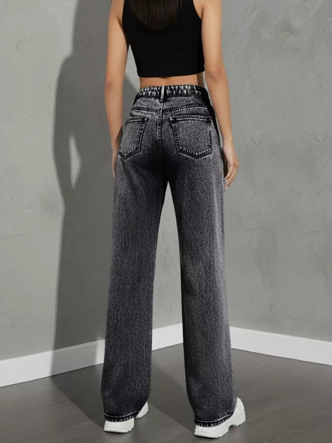 High Waist Wide Leg Denim Jeans