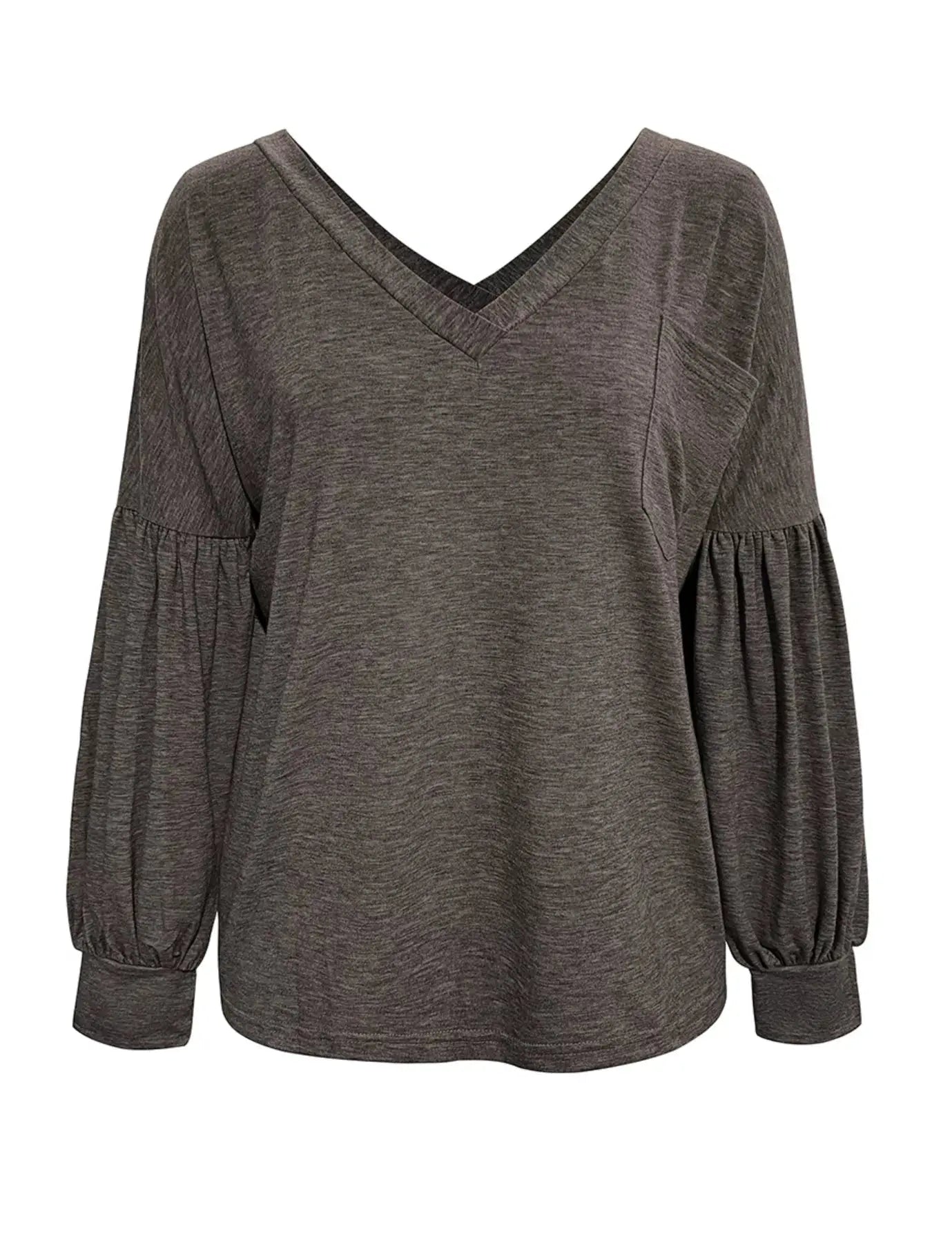 Oversized V Neck Long Sleeve Blouse