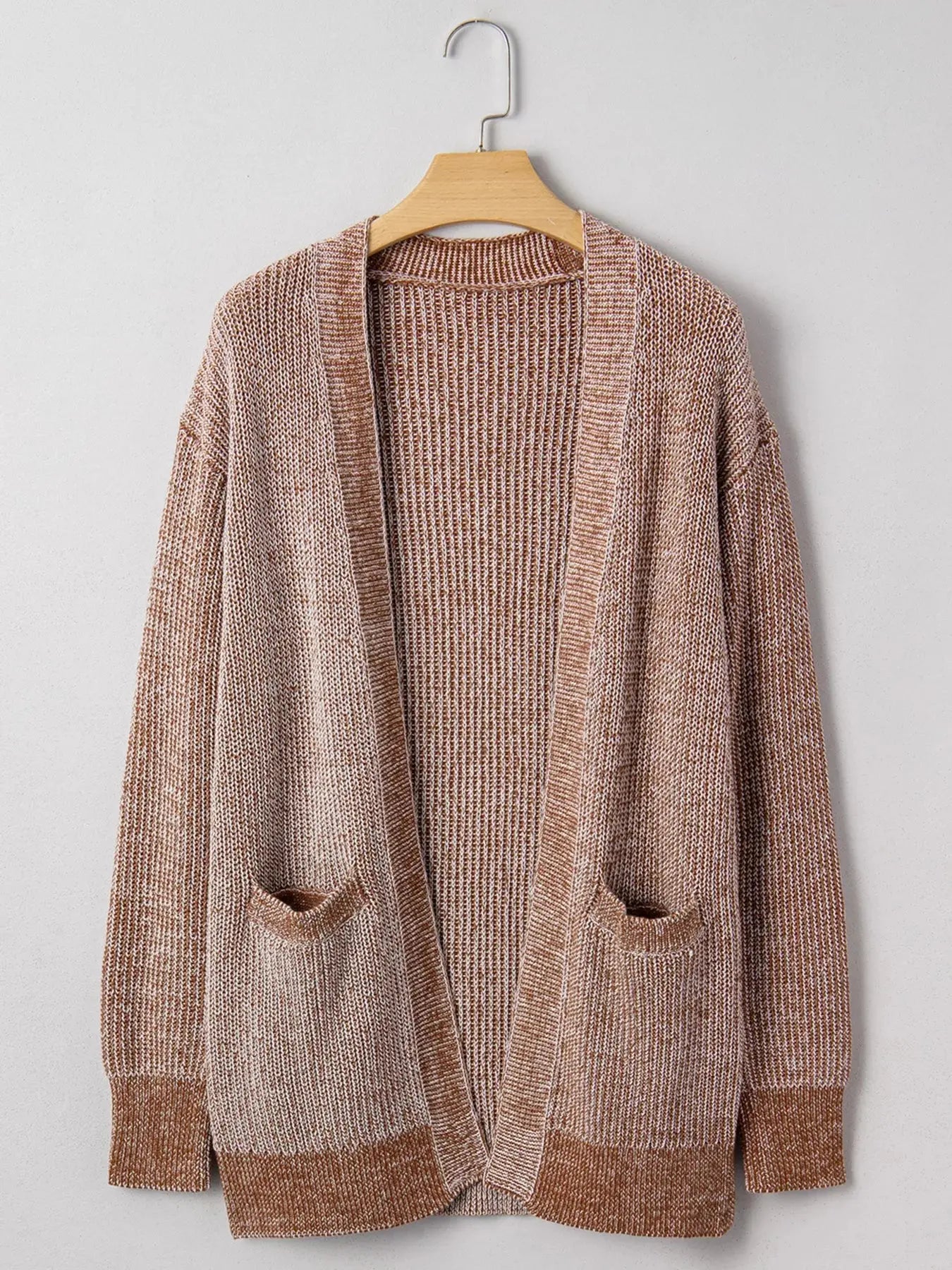 Open Front Dropped Shoulder Cardigan with Pockets