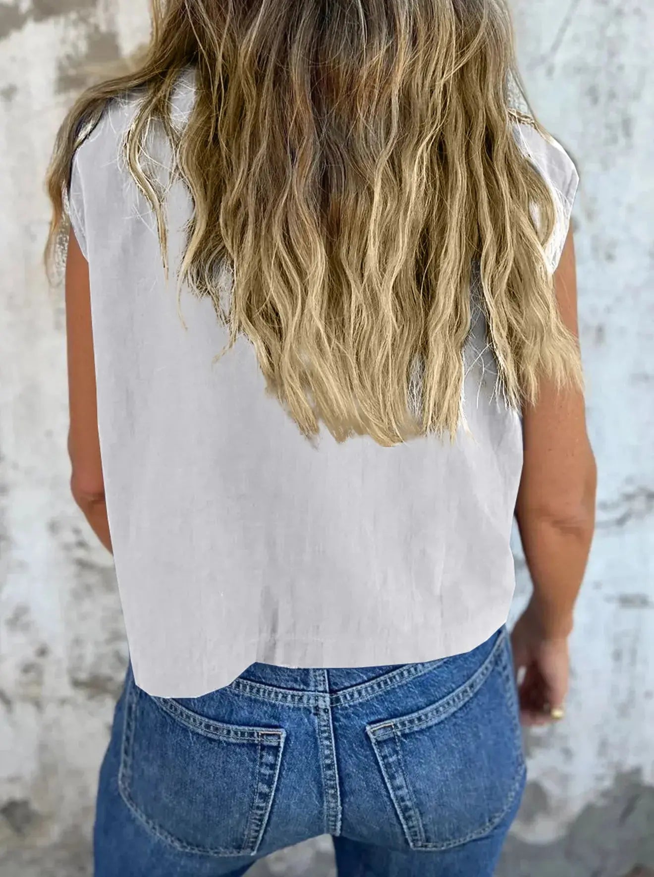 Full Size Cap Sleeve Button Down Linen Shirt