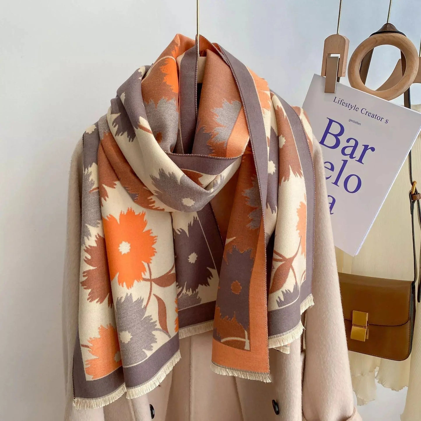 Floral Print Warm Winter Womens Scarf