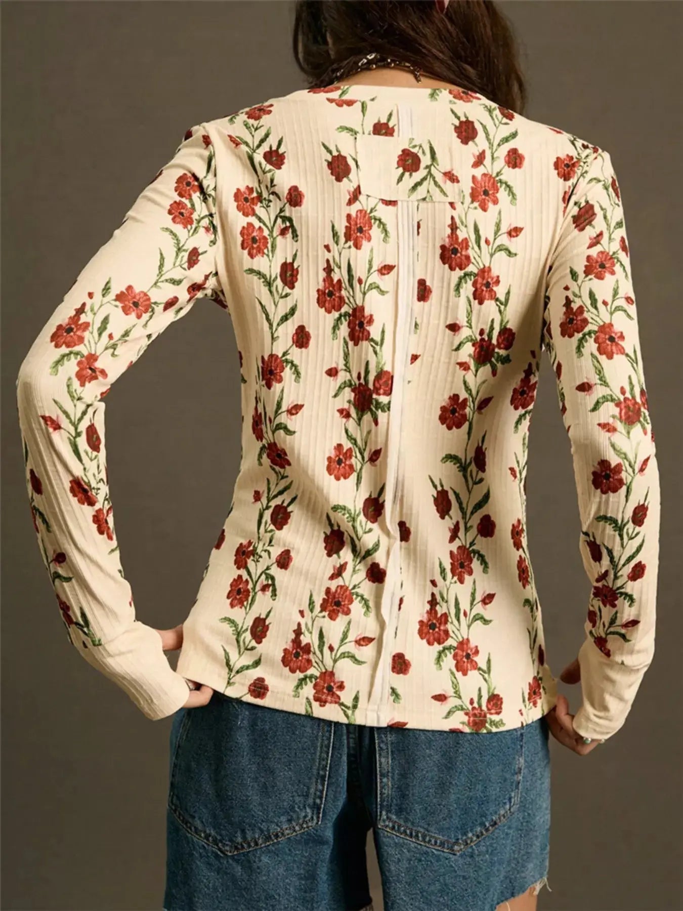 Floral Print Long Sleeve T Shirt