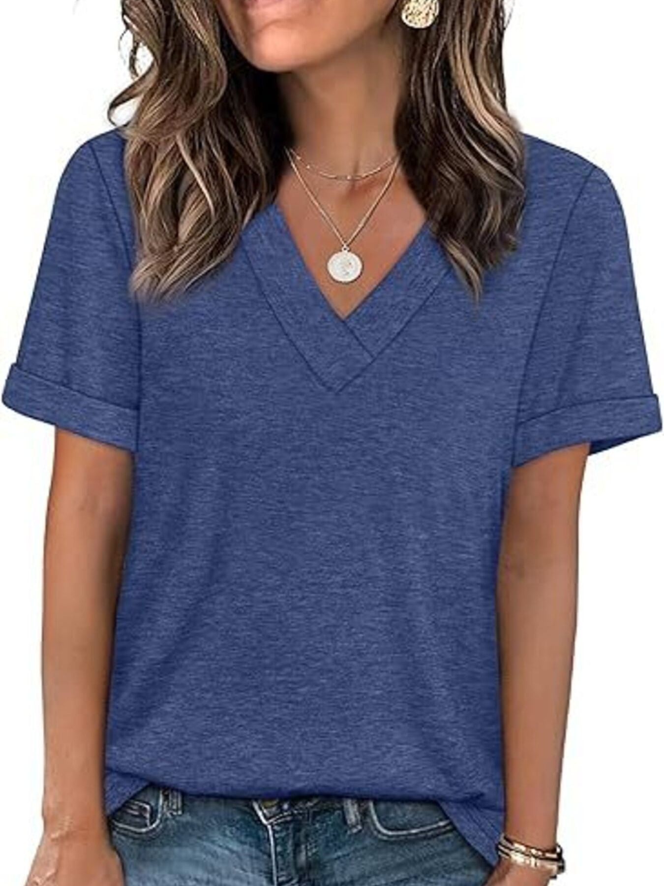 Casual V Neck Short Sleeve T Shirt