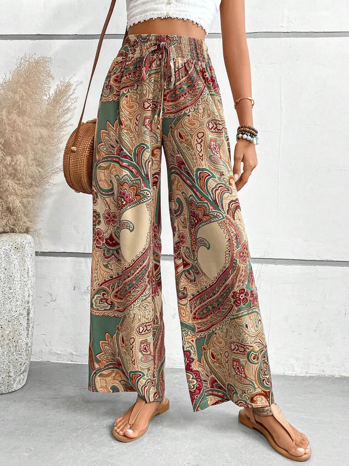 Boho Paisley Printed Wide Leg Pants